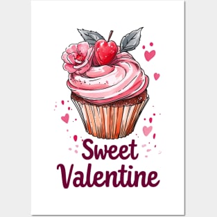 Sweet Valentine Heart Cupcake: Pop Art Pink, Orange, Green Posters and Art